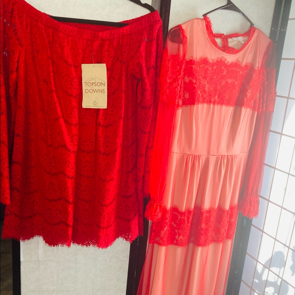 Red short off shoulder lace dress ,long  vintage lace dress, flower Spring Hats